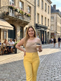 Pantalón de vestir amarillo y rosa
