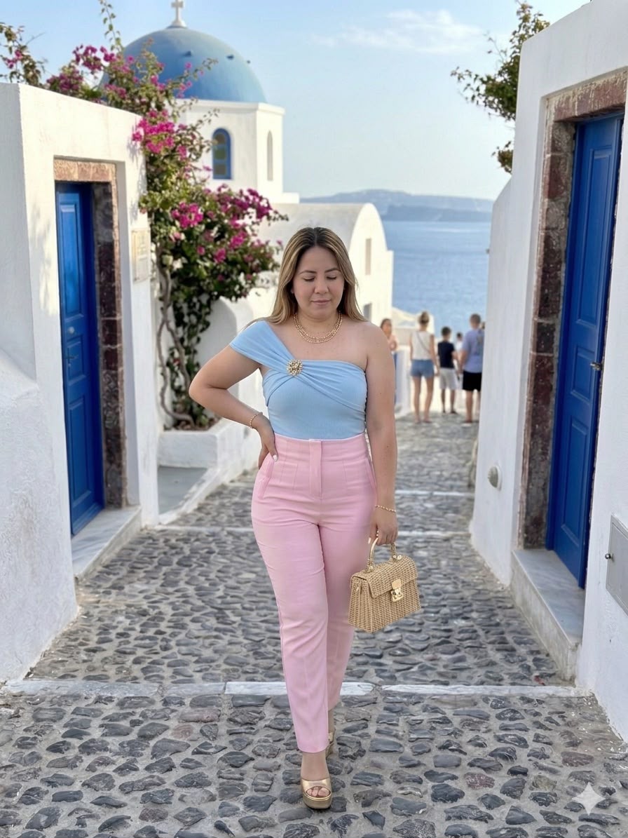 Pantalón de vestir amarillo y rosa