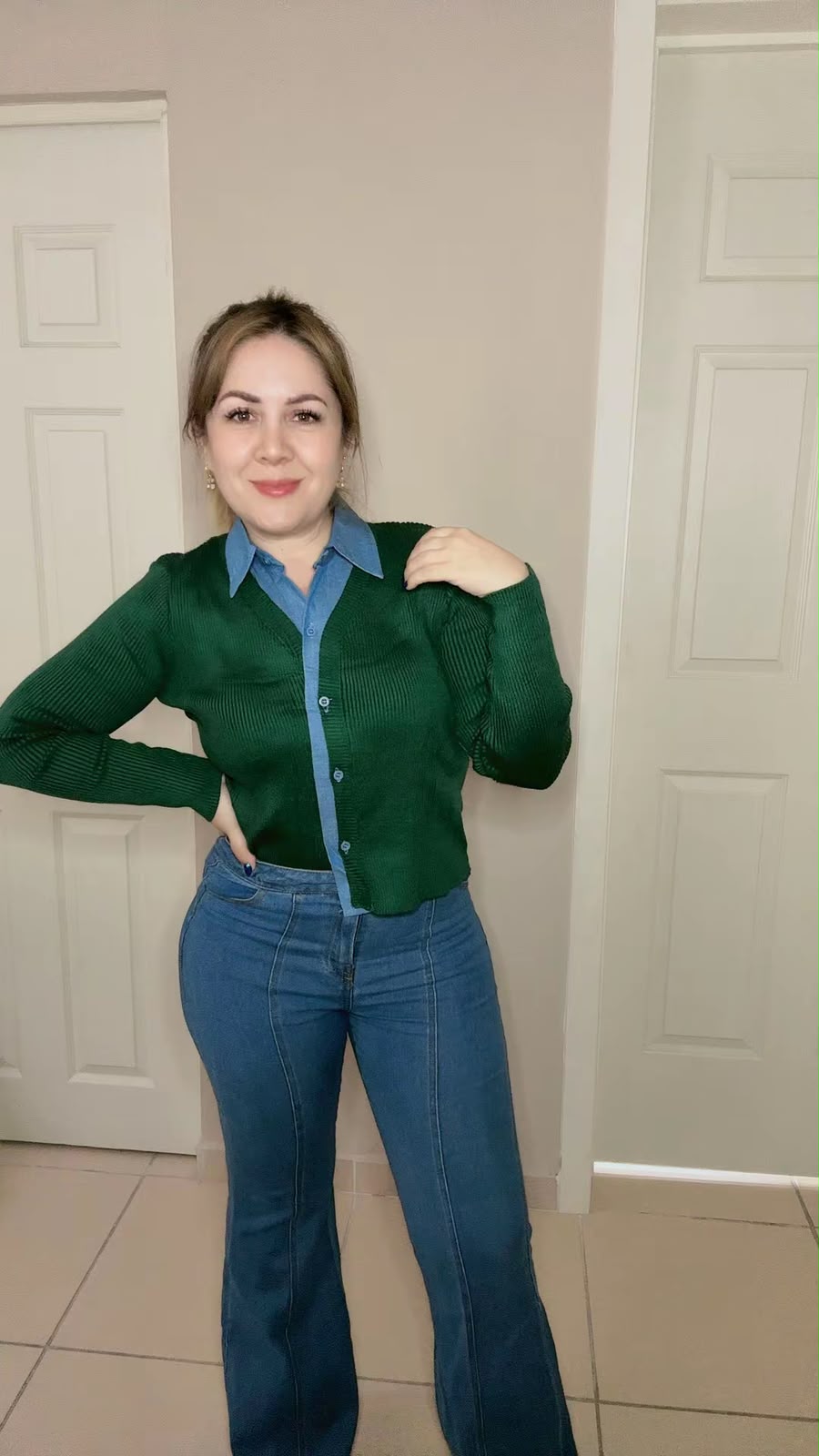 Suéter cuello denim